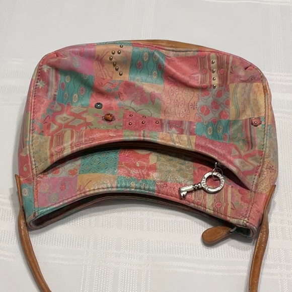 Fossil Leather Crossbody Small Patchwork Design with Beads & Flowers - Picture 2 of 8